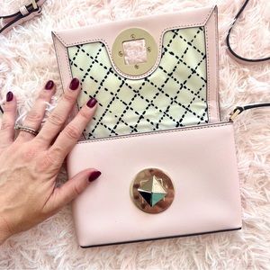 Blush pink Kate spade cross body with silver hardware